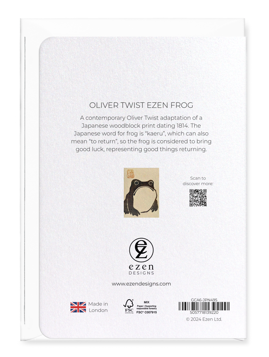 Ezen Designs - Oliver Twist Ezen Frog - Greeting Card - Back