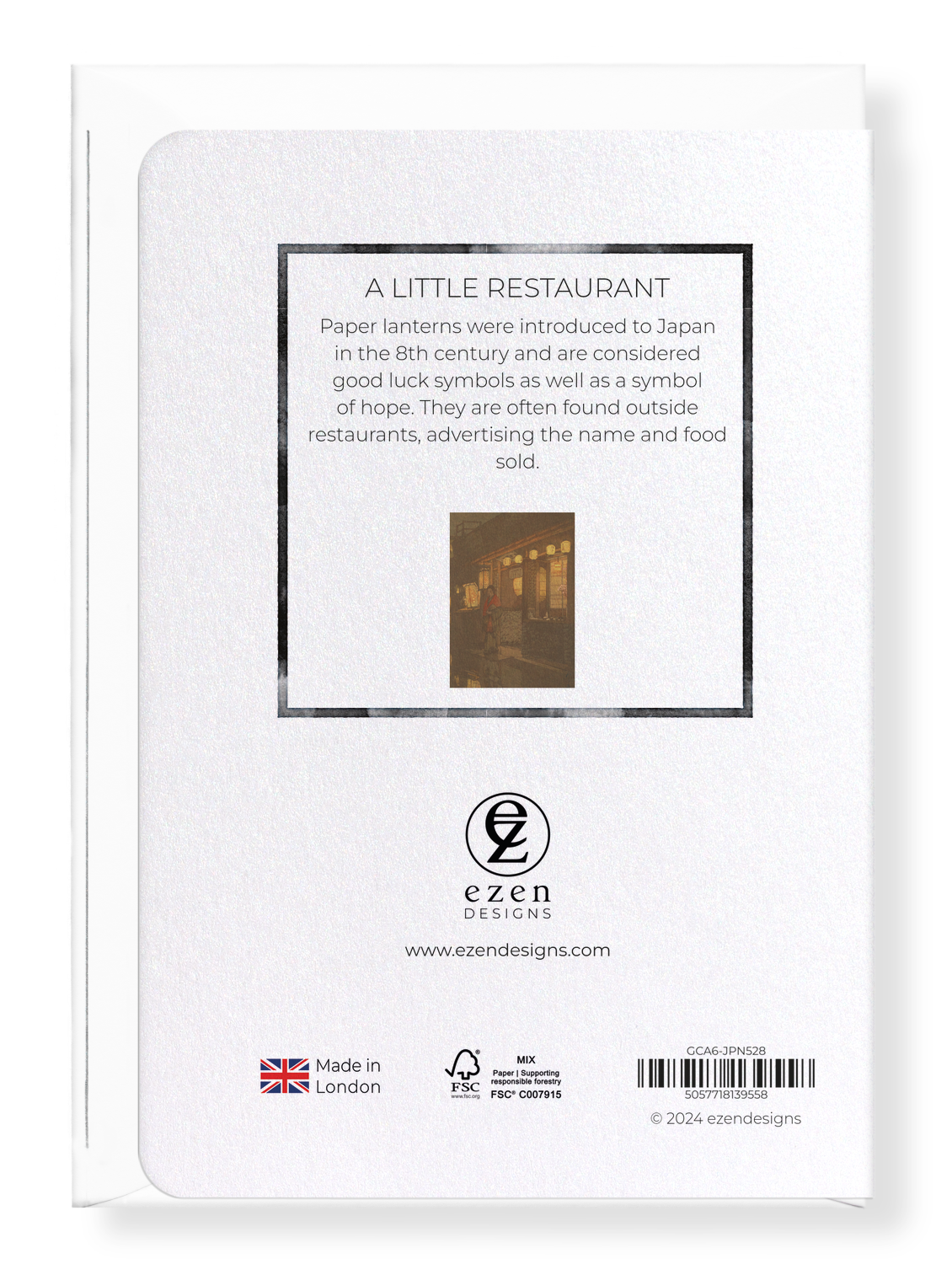 Ezen Designs - A little restaurant - Greeting Card - Back
