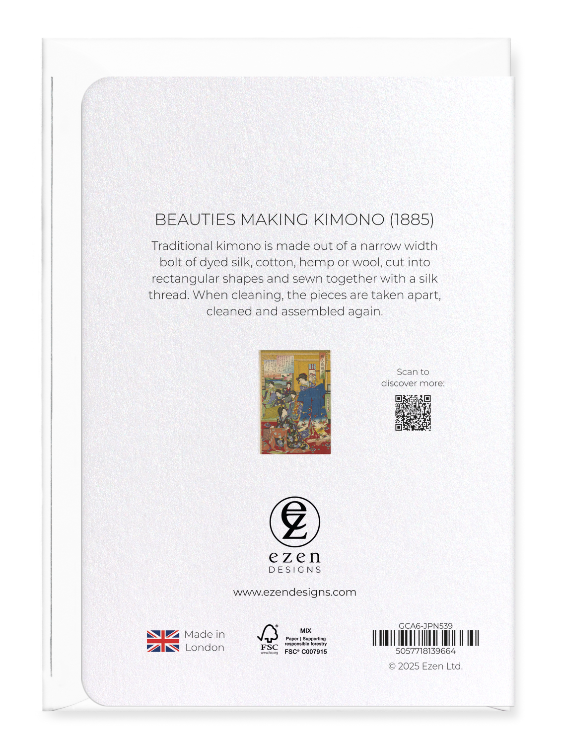 Ezen Designs - Beauties making Kimono (1885) - Greeting Card - Back