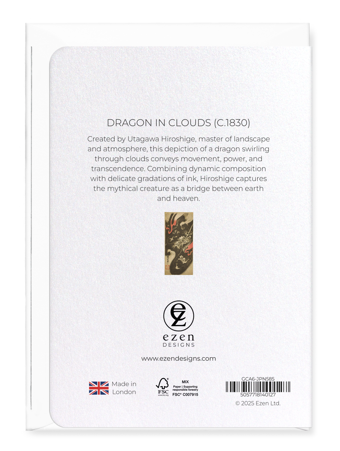 Ezen Designs - Dragon in Clouds (c.1830) - Greeting Card - Back