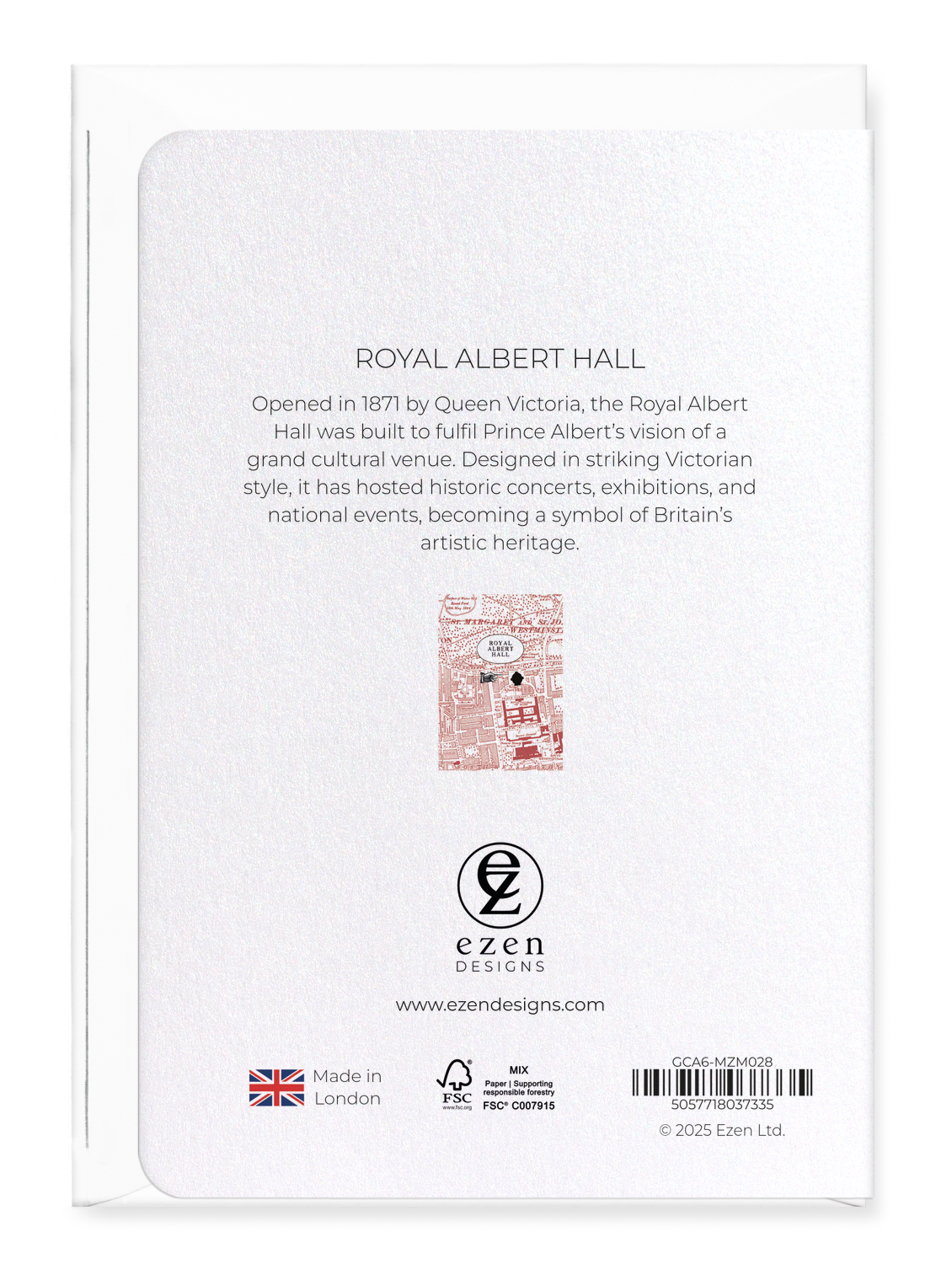 Ezen Designs - Royal Albert Hall - Greeting Card - Back