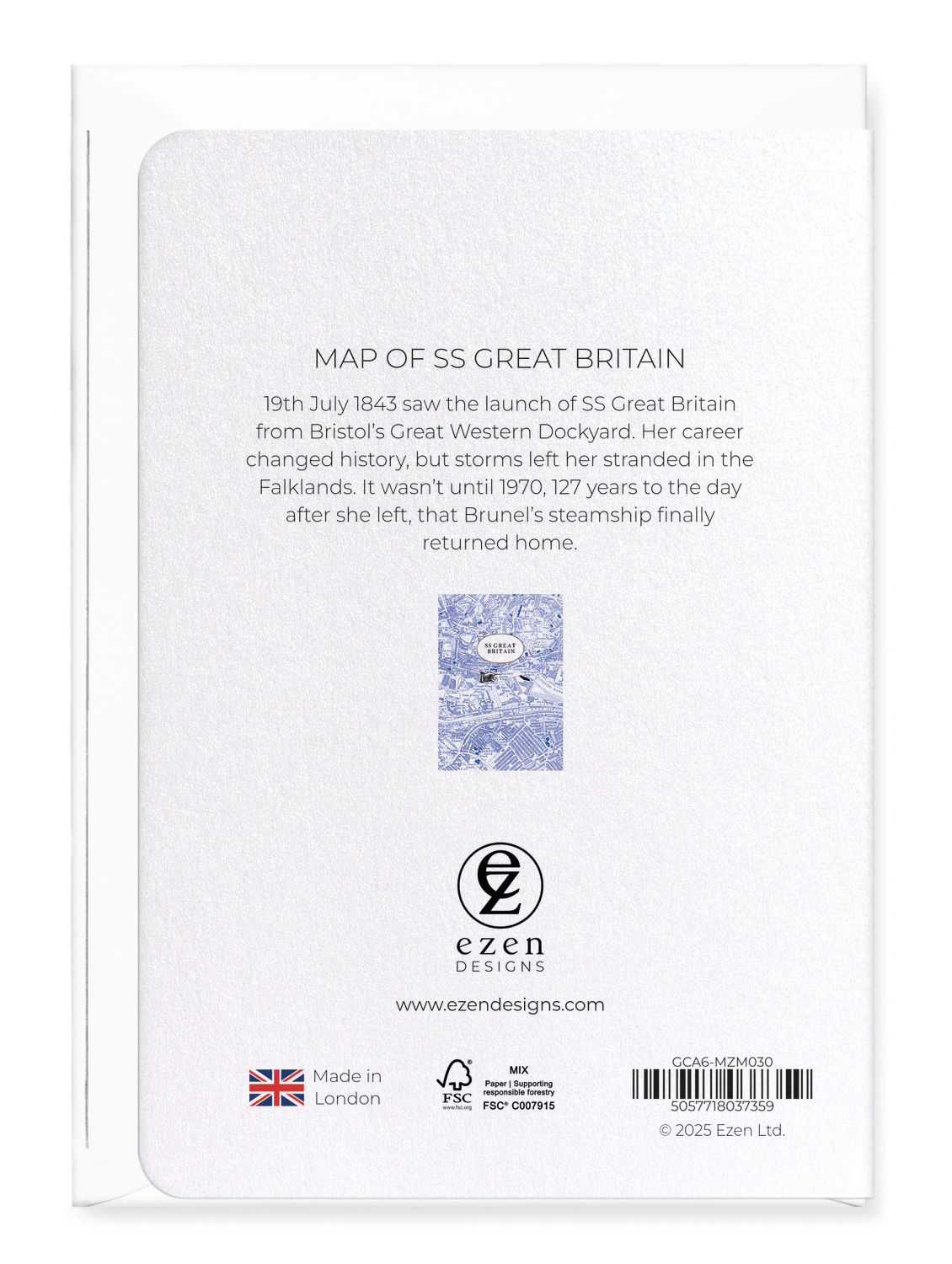 Ezen Designs - Map of SS Great Britain - Greeting Card - Back