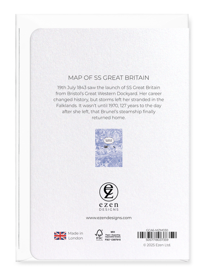 Ezen Designs - Map of SS Great Britain - Greeting Card - Back