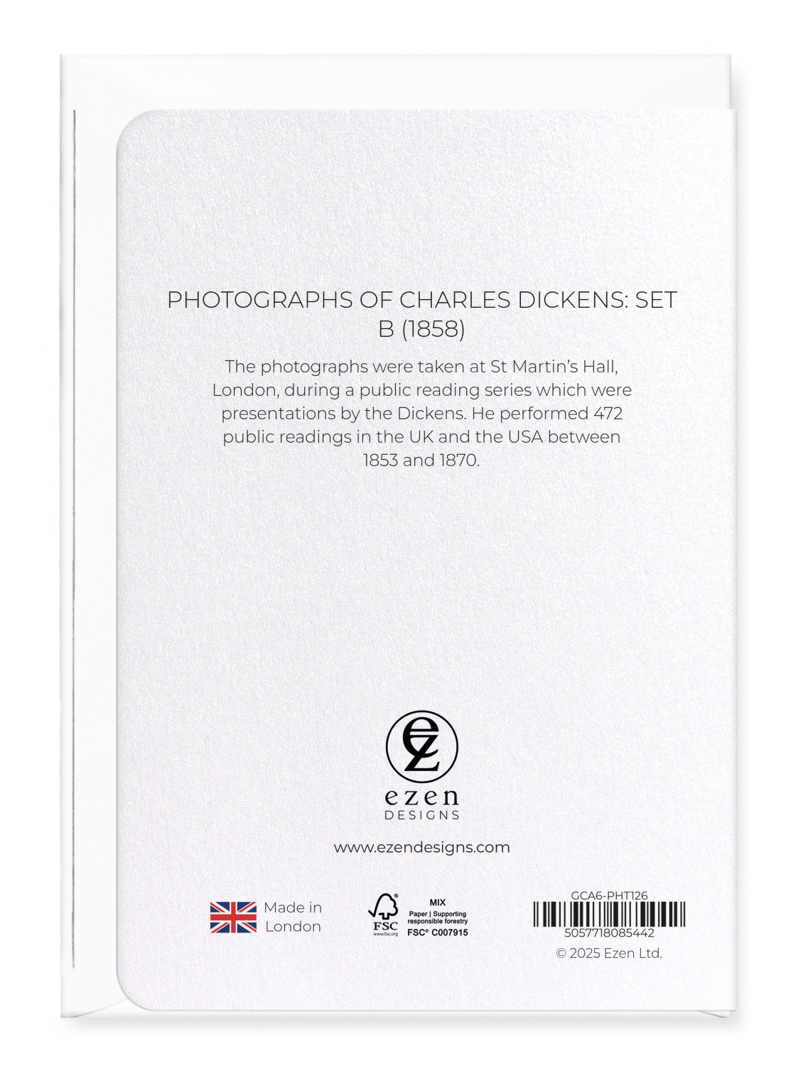 Ezen Designs - Photographs of Charles Dickens: Set B (1858) - Greeting Card - Back