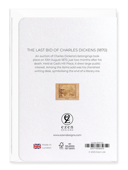 Ezen Designs - The Last Bid of Charles Dickens (1870) - Greeting Card - Back