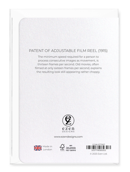 Ezen Designs - Patent of adjustable film reel (1915) - Greeting Card - Back
