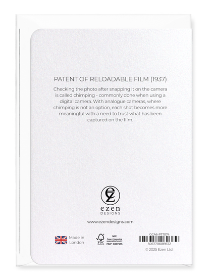 Ezen Designs - Patent of reloadable film (1937) - Greeting Card - Back