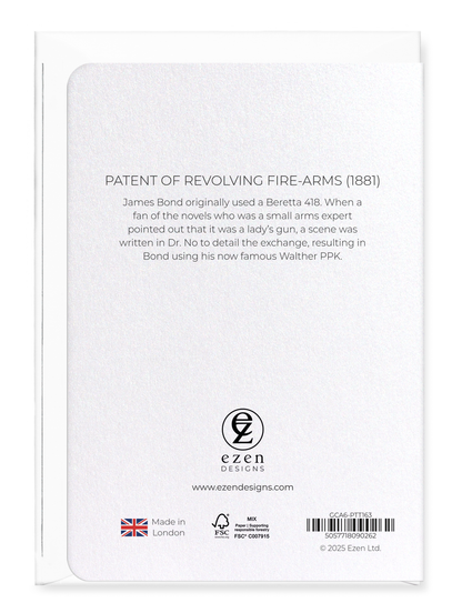 Ezen Designs - Patent of revolving fire-arms (1881) - Greeting Card - Back
