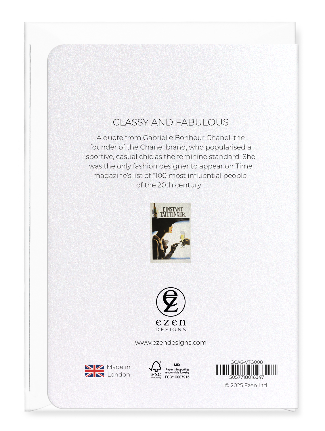 Ezen Designs - Classy and fabulous - Greeting Card - Back