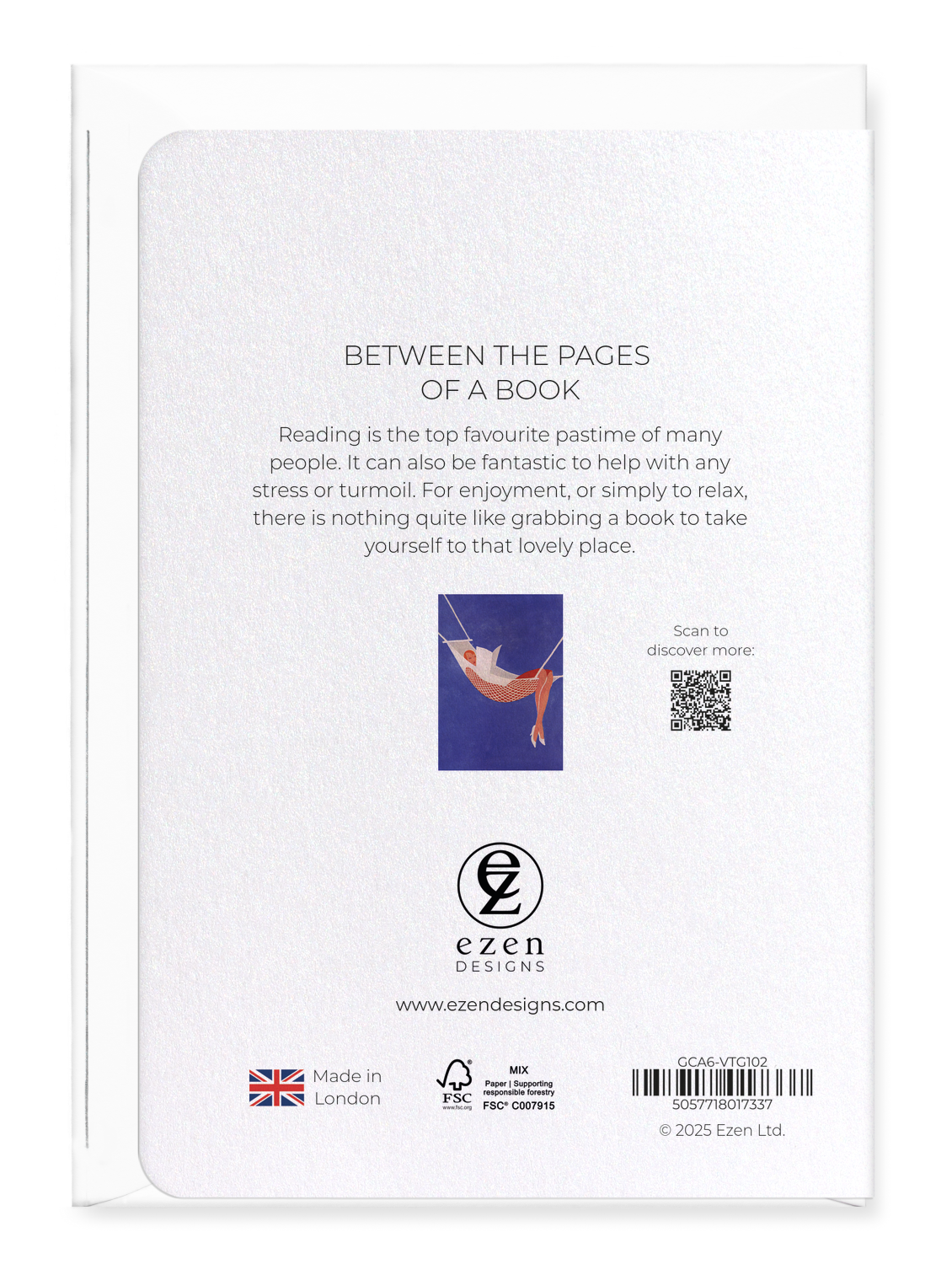 Ezen Designs - Between the pages of a book - Greeting Card - Back