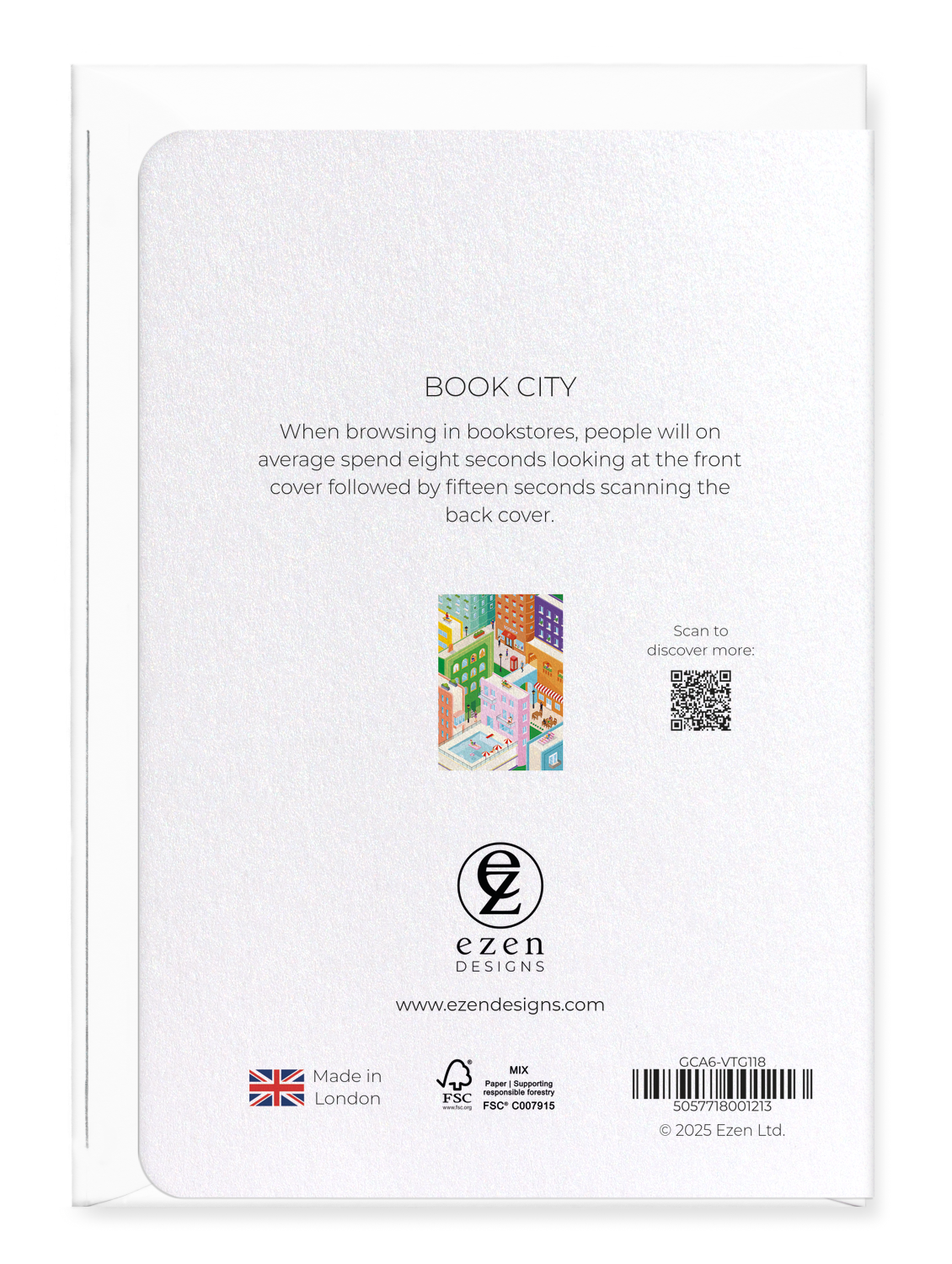 Ezen Designs - Book city - Greeting Card - Back