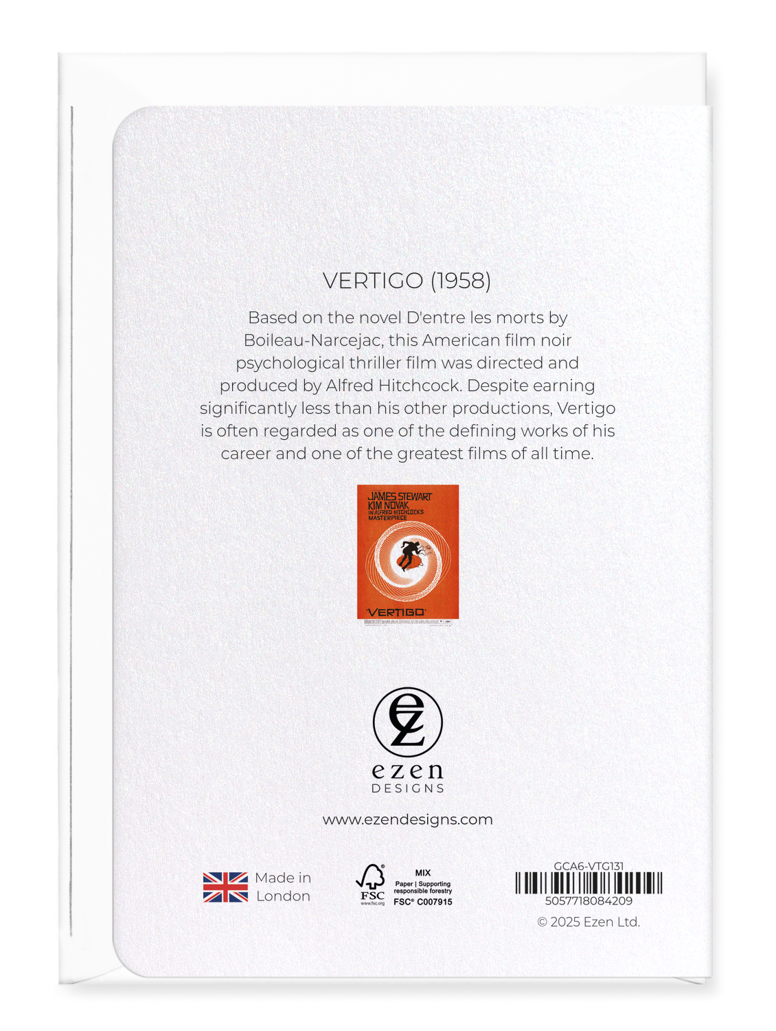 Ezen Designs - Vertigo (1958) - Greeting Card - Back