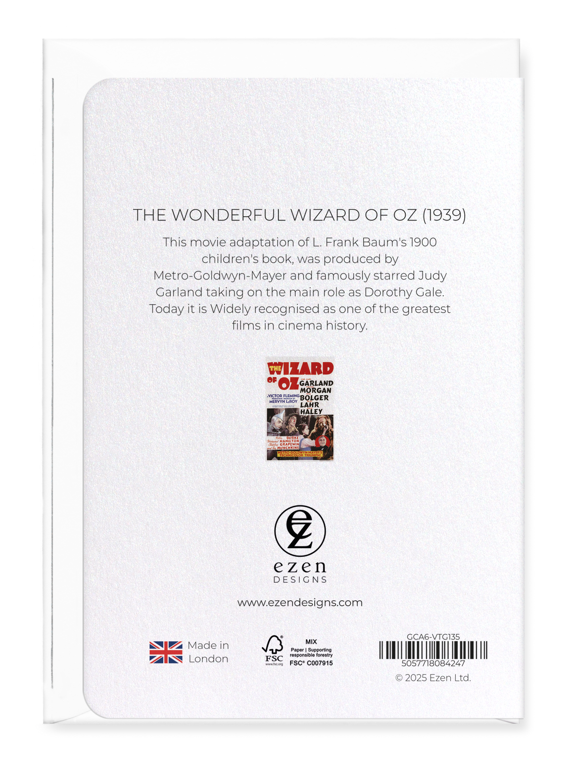Ezen Designs - The wonderful wizard of oz (1939) - Greeting Card - Back
