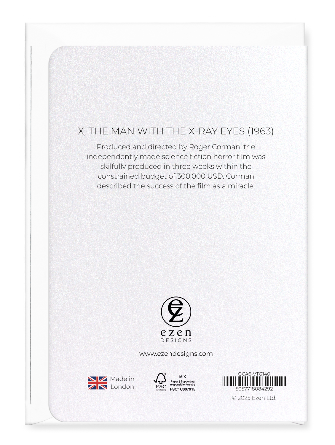 Ezen Designs - X, The man with the x-ray eyes (1963) - Greeting Card - Back