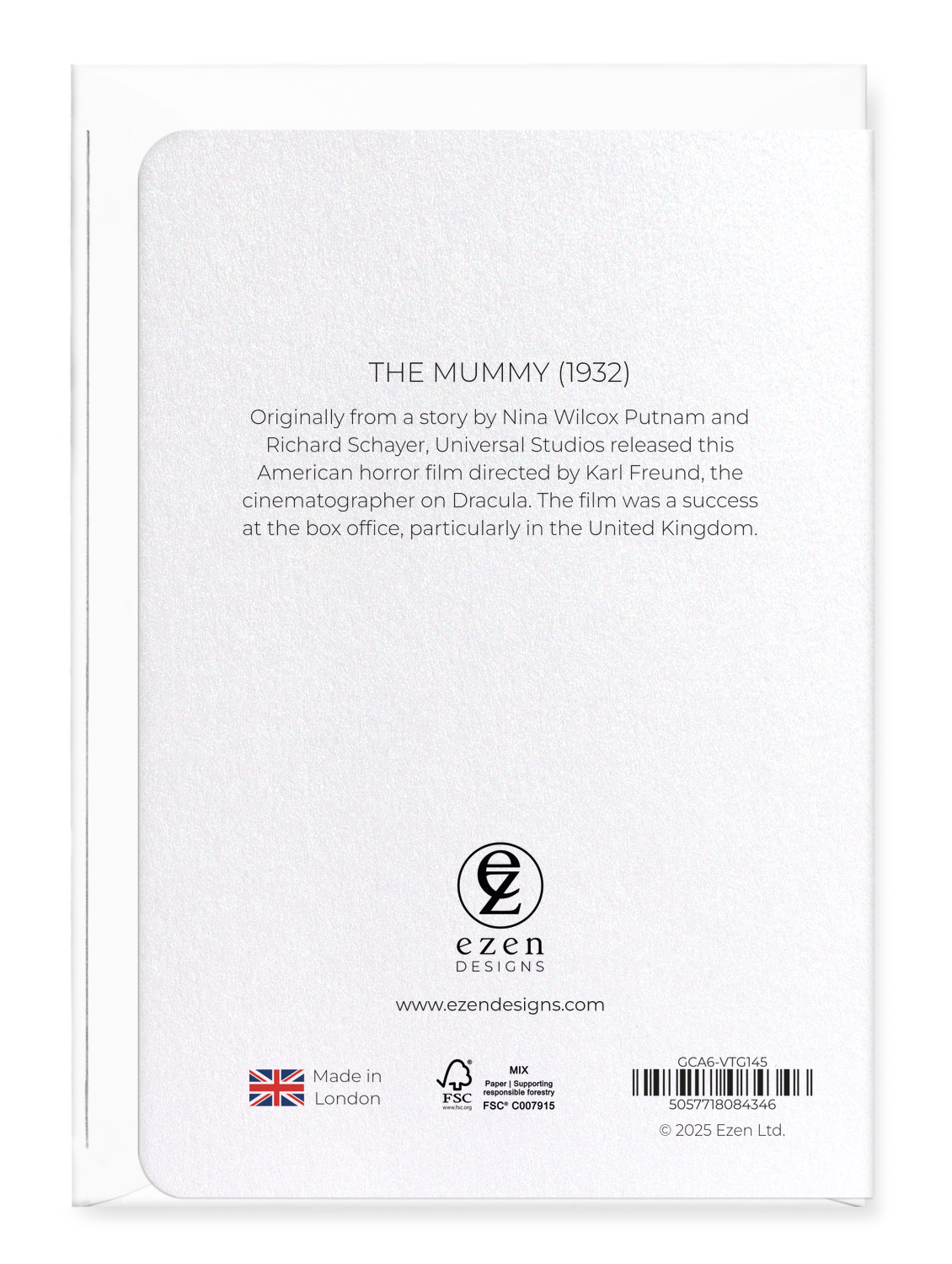 Ezen Designs - The mummy (1932) - Greeting Card - Back