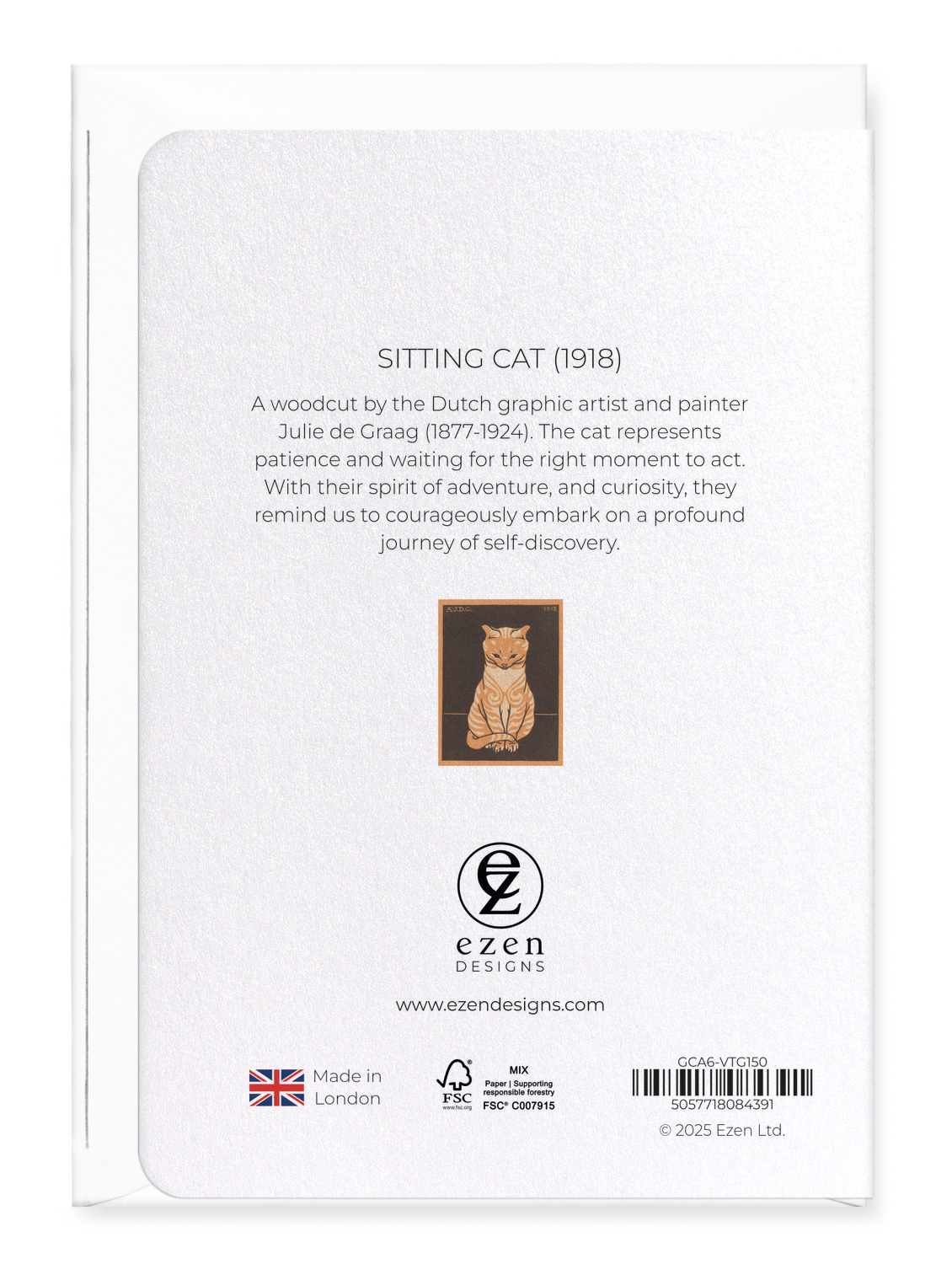 Ezen Designs - Sitting cat (1918) - Greeting Card - Back