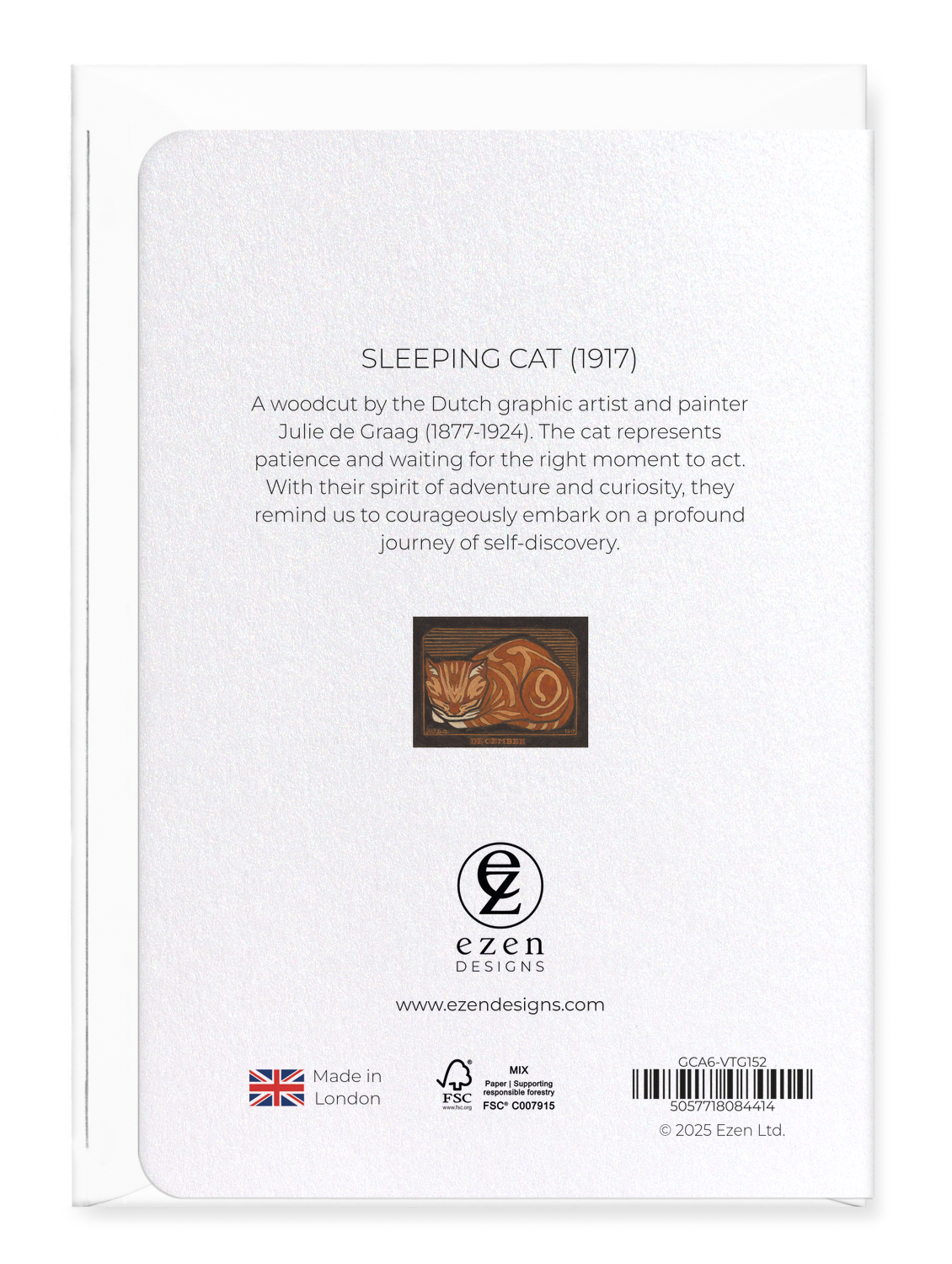 Ezen Designs - Sleeping cat (1917) - Greeting Card - Back