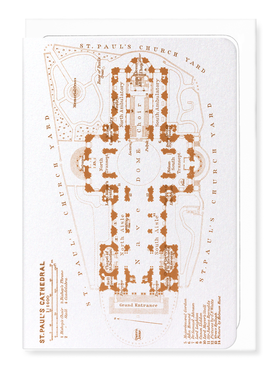 Ezen Designs - Ground plan of St. Paul's (1930) - Greeting Card - Front