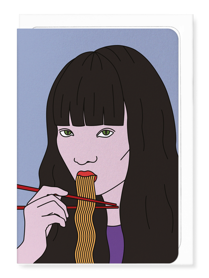 Ezen Designs - Noodle Girl - C - Greeting Card - Front