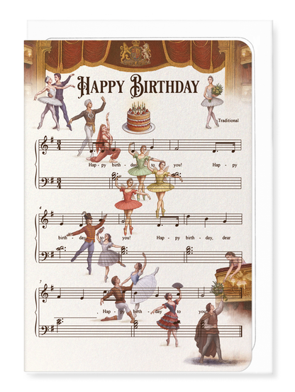 Ezen Designs - Royal Ballet & Opera - Ballet Happy Birthday Music Score - Greeting Card - Front