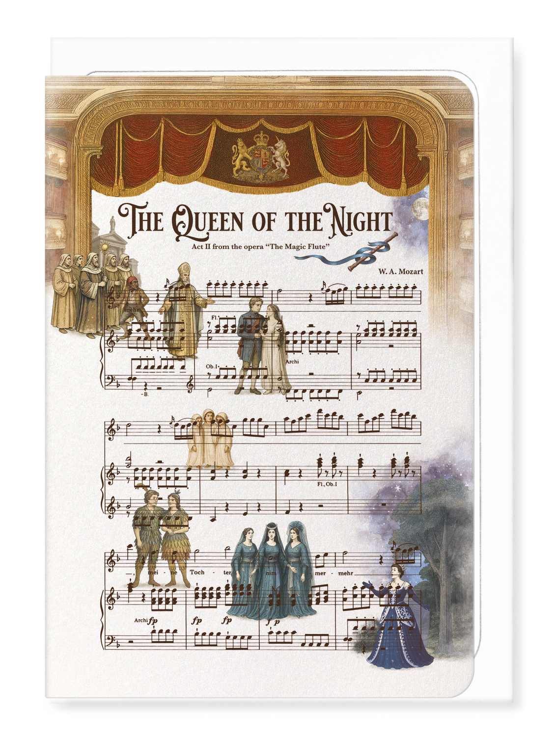 Ezen Designs - Royal Ballet & Opera - The Magic Flute Music Score - Greeting Card - Front