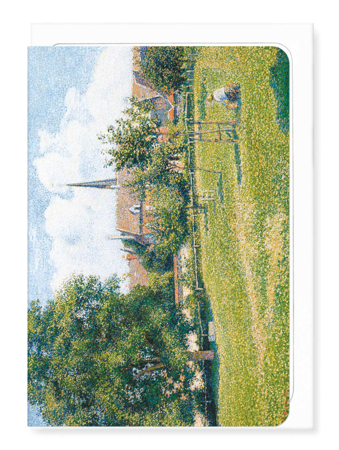Ezen Designs - The House of the Deaf Woman and the Belfry at Eragny (1886) - Greeting Card - Front