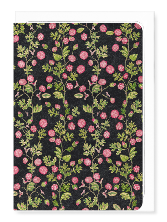 Ezen Designs - Tudor Emboidery of Roses on Black (16th C.) - Greeting Card - Front
