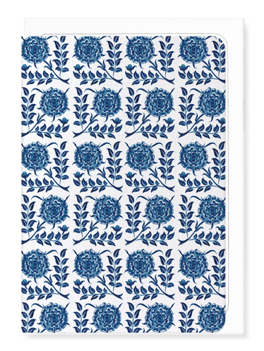 Ezen Designs - Tudor Rose by de Morgan (c.1888-1897) - Greeting Card - Front