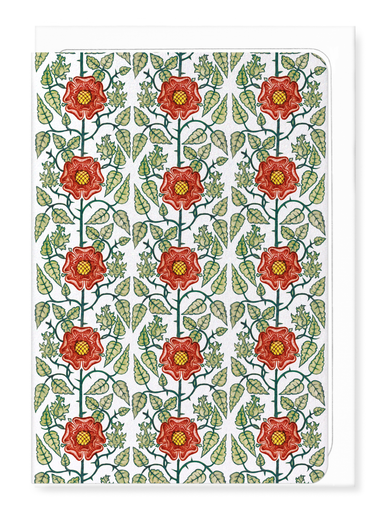 Ezen Designs - Tudor Rose by de Morgan (c.1888) - Greeting Card - Front