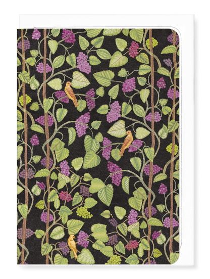 Ezen Designs - Embroidery of Grape Vines on black (16th C.) - Greeting Card - Front