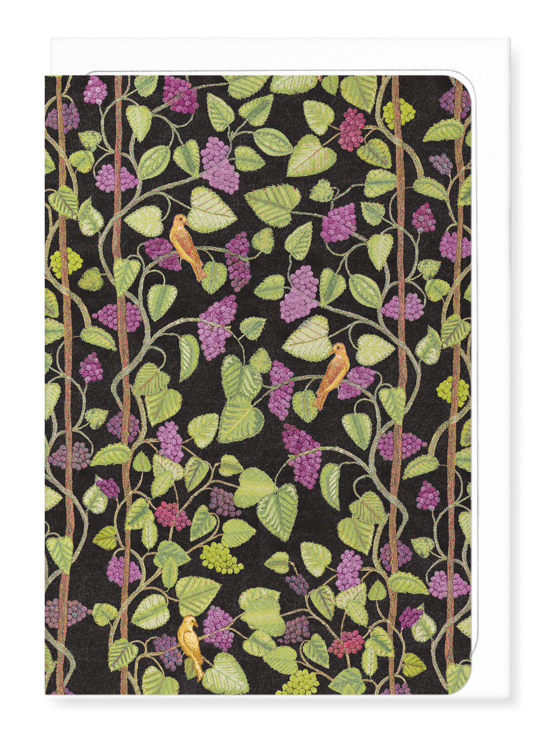 Ezen Designs - Embroidery of Grape Vines on black (16th C.) - Greeting Card - Front