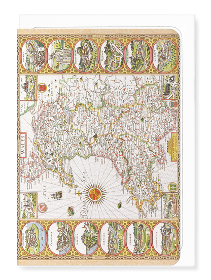 Ezen Designs - Wales by John Speed (C.1611) - Greeting Card - Front
