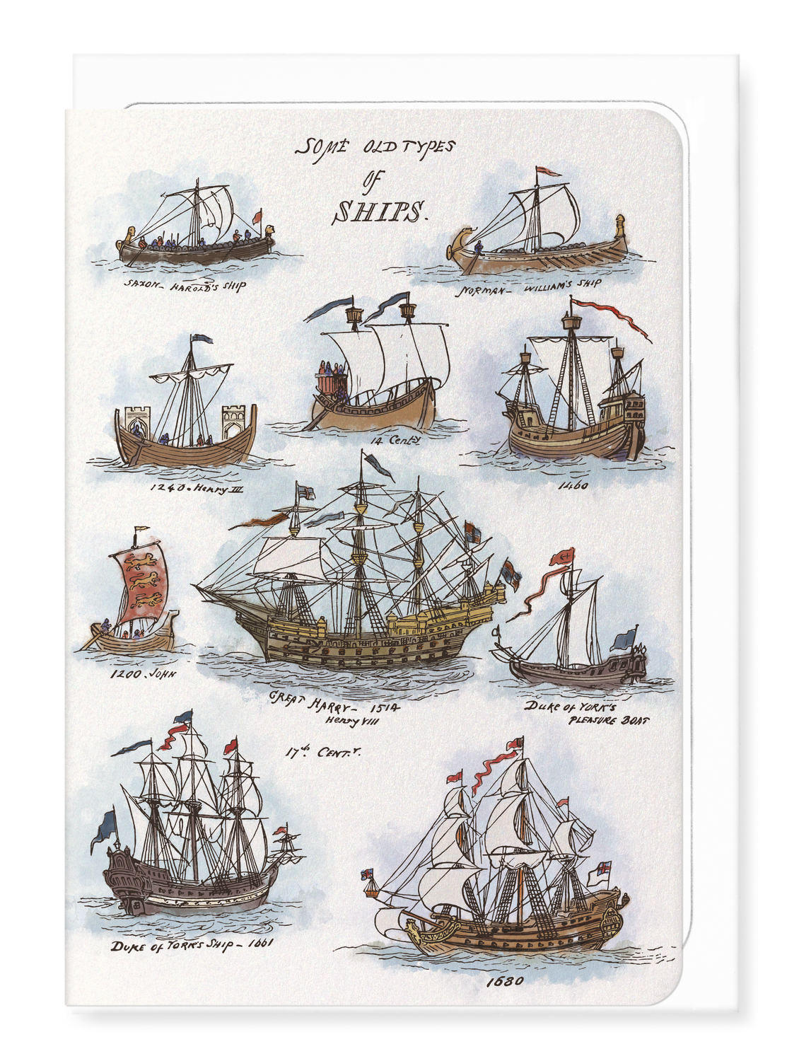 Ezen Designs - Sea Pictures Drawn with Pen, Pencil and Watercolour (1882) - Greeting Card - Front