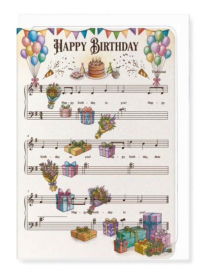 Ezen Designs - Birthday Music Score - Greeting Card - Front