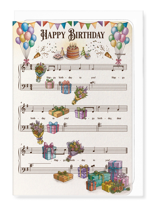Ezen Designs - Birthday Music Score - Greeting Card - Front