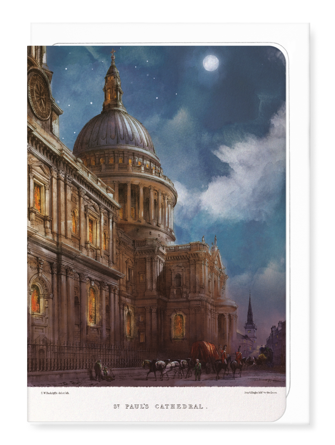 Ezen Designs - South West View of St Paul’s (1842) - Night - Greeting Card - Front