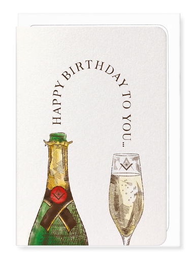 Ezen Designs - Freemason Birthday Champagne - Greeting Card - Front