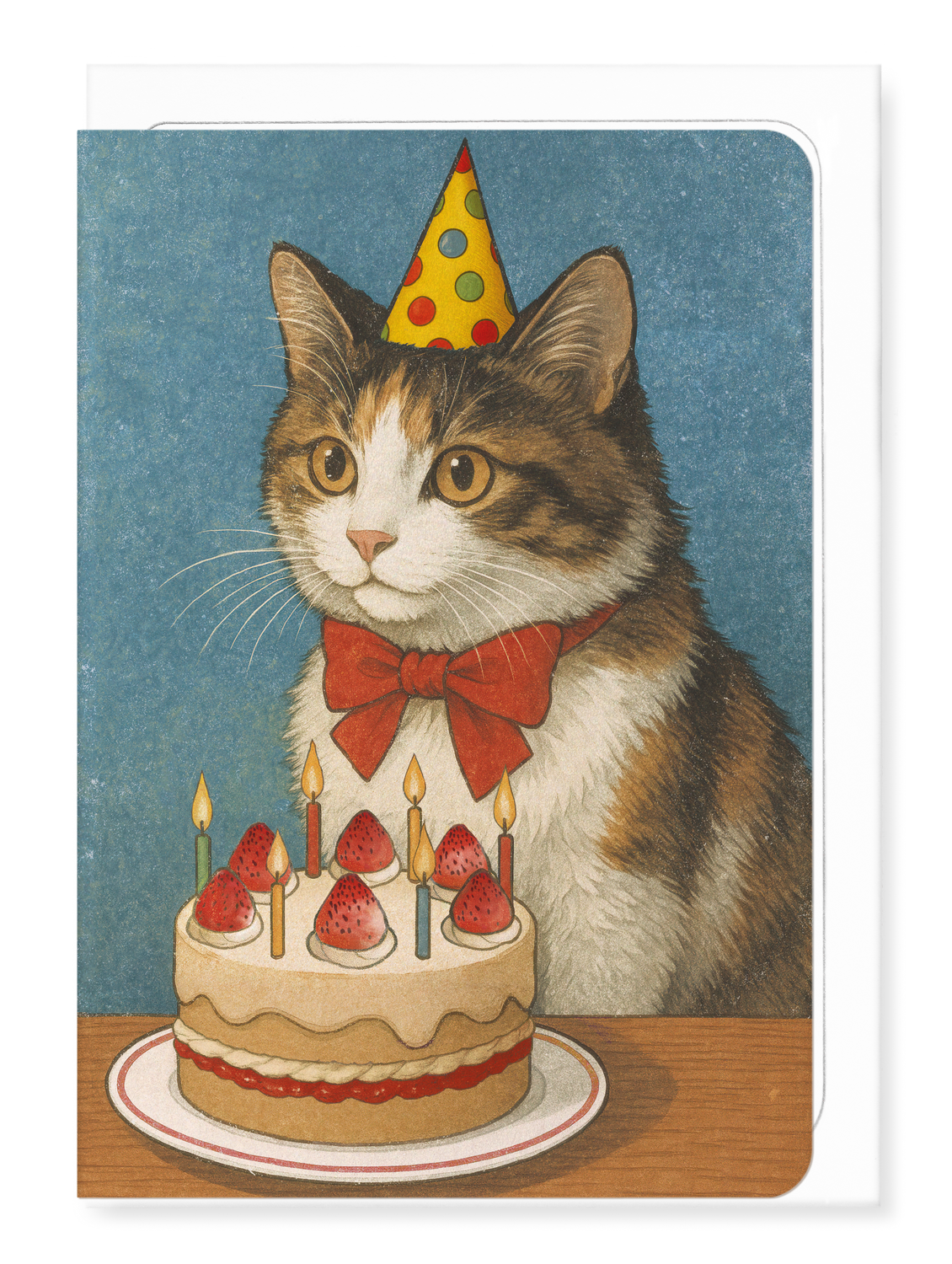Ezen Designs - Birthday Cat and Cake - Greeting Card - Front