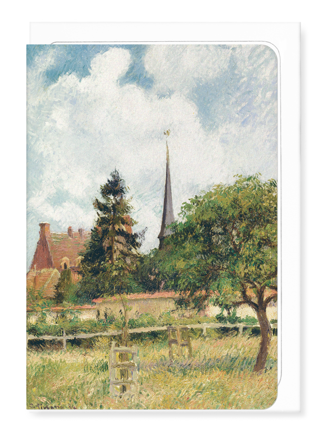 Ezen Designs - The Church and Manor House at Éragny (1884) - Greeting Card - Front