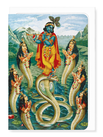 Ezen Designs - KRISHNA MAÎTRISANT KALIYA (vers 1890) - Greeting Card - Front