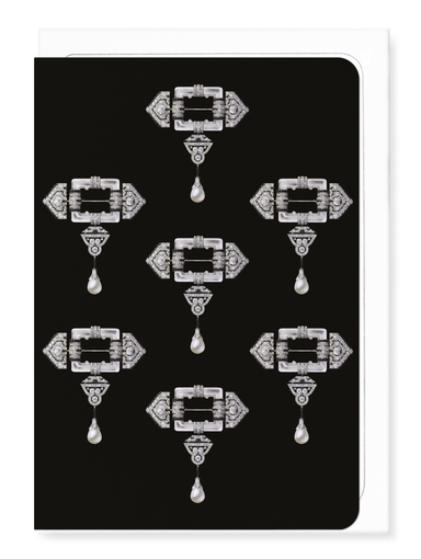 Ezen Designs - Broche Cartier sur fond noir (1924) - Greeting Card - Front