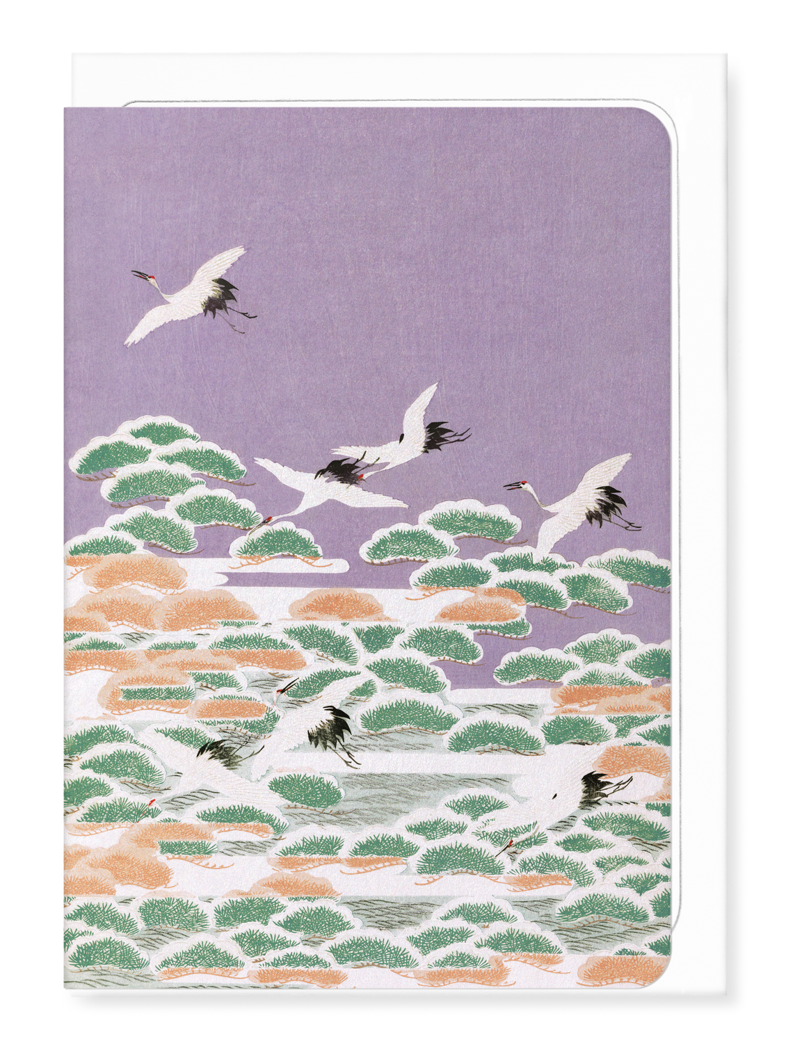 Ezen Designs - Kimono Hem of Cranes and Pine Tree (1899) - Greeting Card - Front