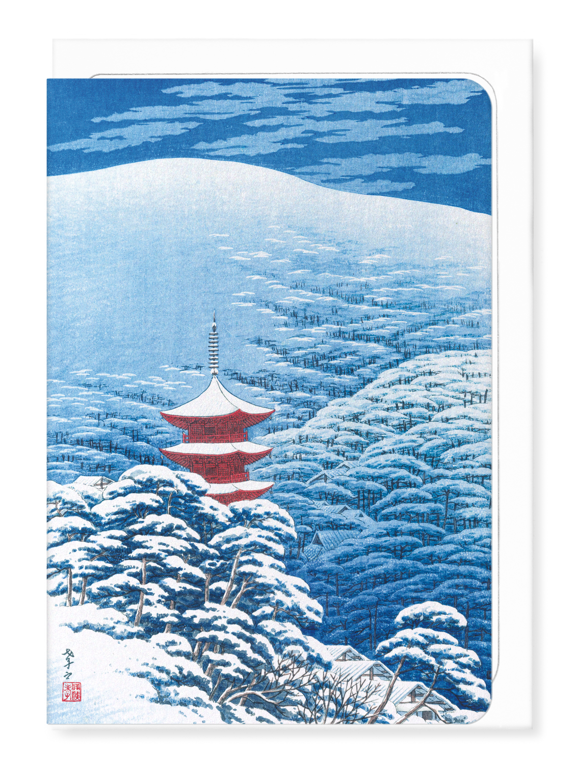 Ezen Designs - After a snowfall yasaka shrine (1929) - Greeting Card - Front