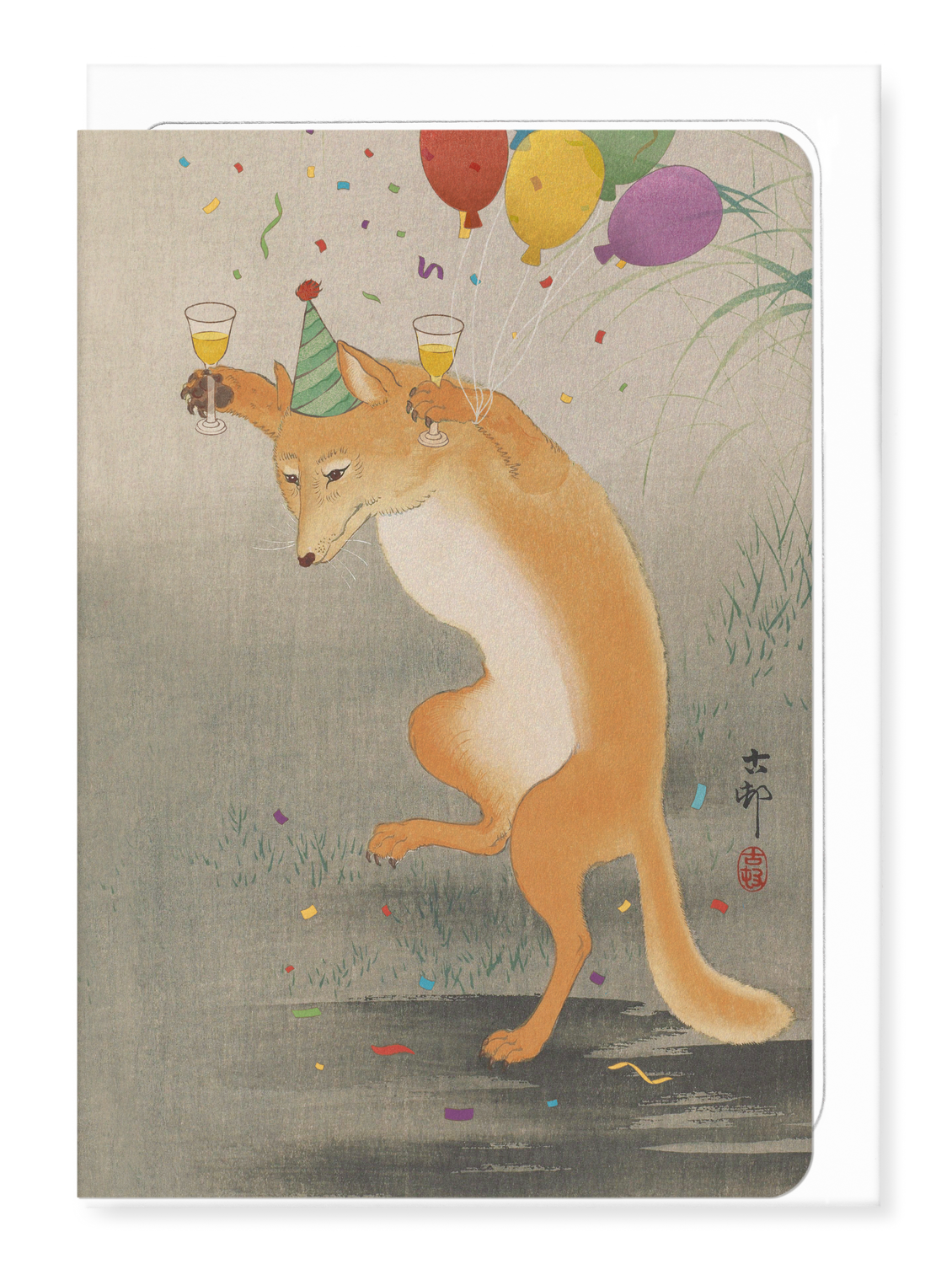 Ezen Designs - Party fox - Greeting Card - Front