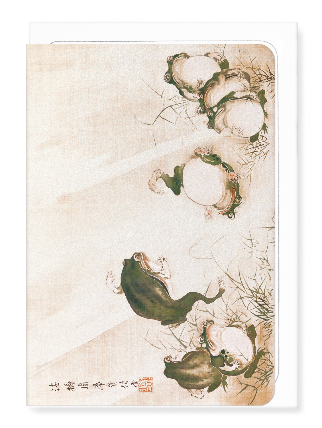 Ezen Designs - Frogs in Sumo Match (Early 19th C) - Greeting Card - Front