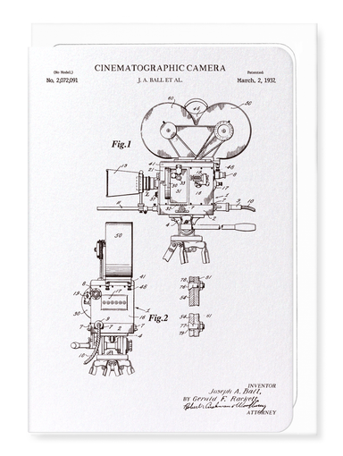 Ezen Designs - Patent of cinematography camera (1937) - Greeting Card - Front
