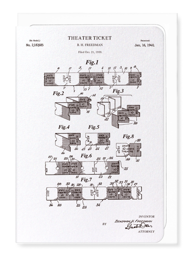 Ezen Designs - Patent of theatre ticket (1940) - Greeting Card - Front