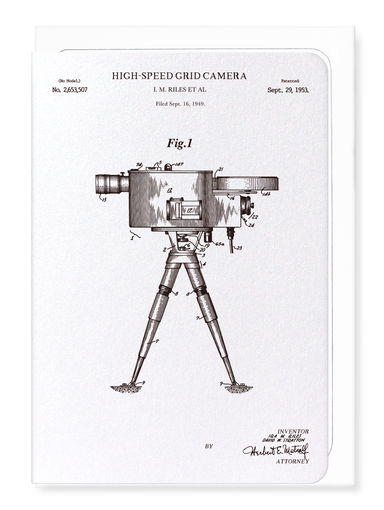 Ezen Designs - Patent of high-speed grid camera (1953) - Greeting Card - Front