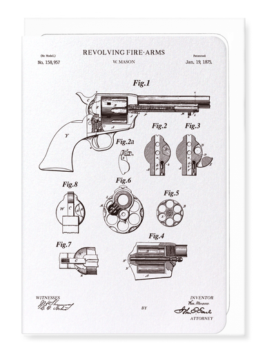 Ezen Designs - Patent of revolving fire-arms (1875) - Greeting Card - Front