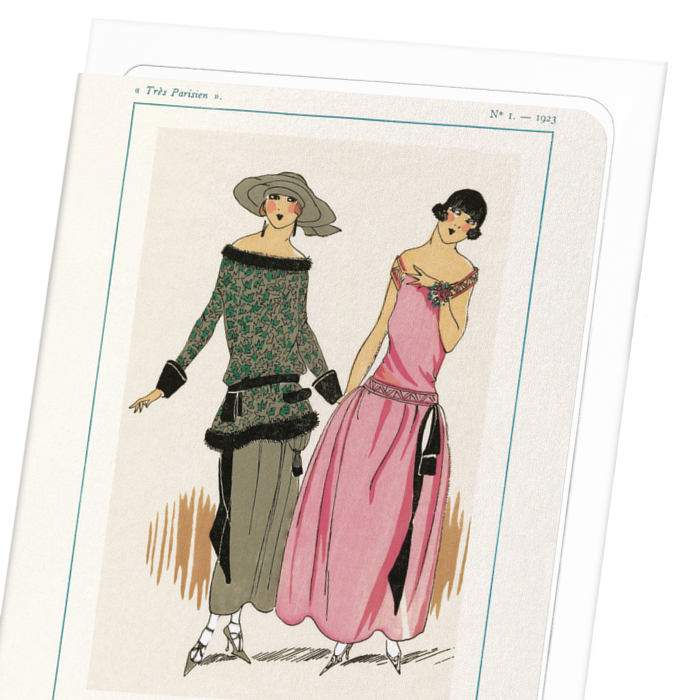 TRÈS PARISIEN - TISSUS ET RUBANS (1923): Vintage Greeting Card